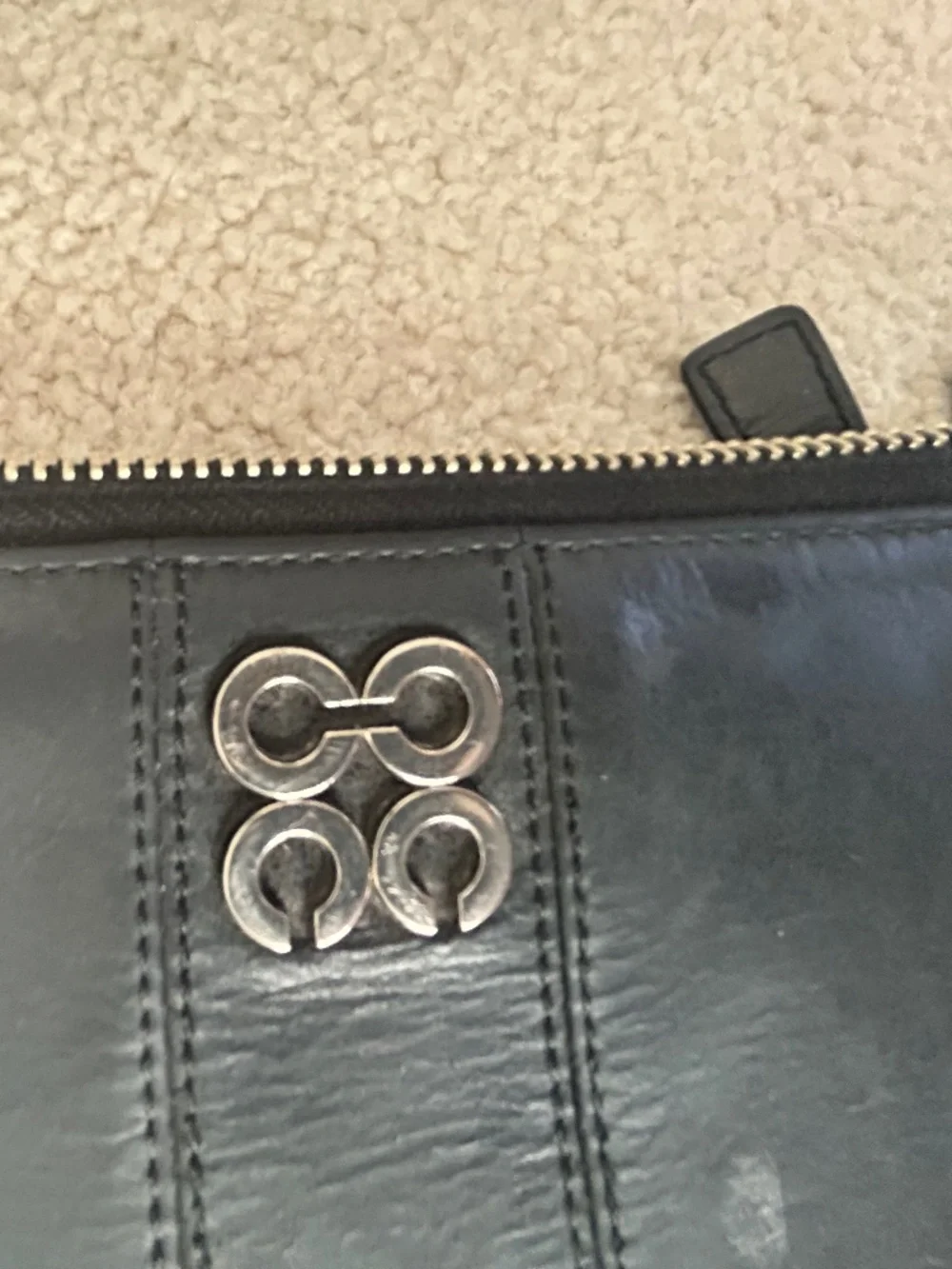 Coach Julia black leather wristlet